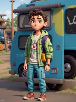 Boy character 3d illustration ai generative photo