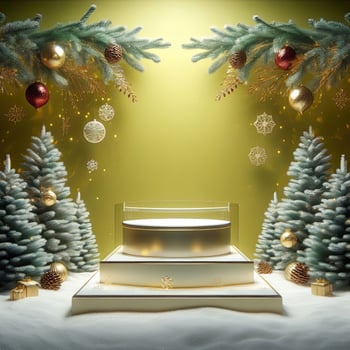 AI generated ai generative, podium display for Merry Christmas or happy New Year background photo