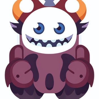AI generated Cute Monster Portrait Avatar Clip Art Gamer Icon Sticker Decoration Simple Background photo