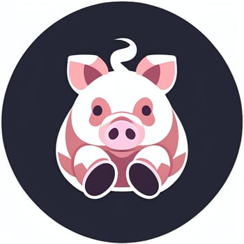 AI generated Pig Icon Avatar Gamer Clip Art Sticker Decoration Simple Background photo