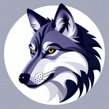 AI generated Cool Wolf Avatar Gamer Clip Art Sticker Decoration Simple Background photo