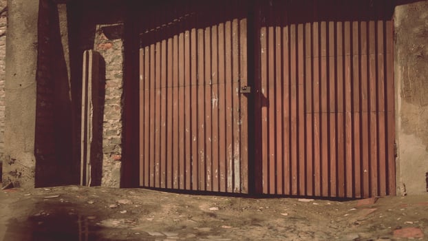 Depressive territory of abandoned industrial area photo