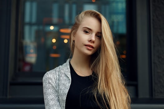 portrait of young beautiful happy smiling girl photo