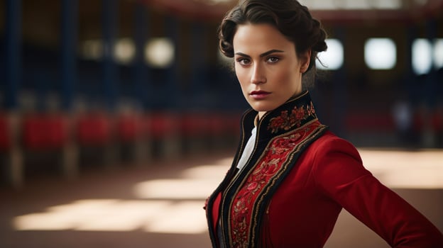 AI generated A Beautiful Spanish Woman Matador in Traditional Attire photo