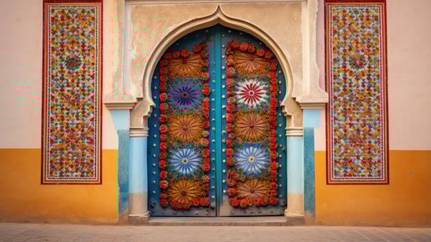 AI generated Beautiful old and vintage Moroccan house door photo