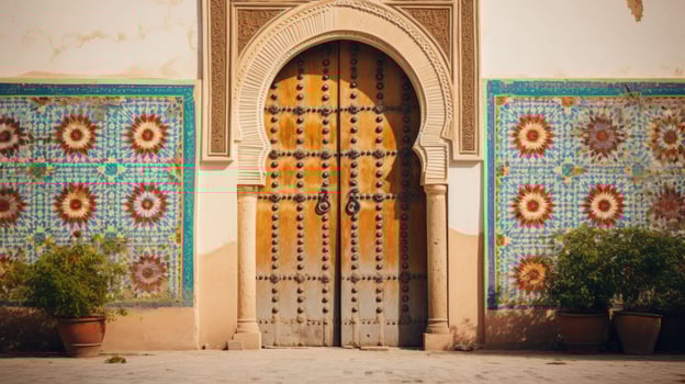 AI generated Beautiful old and vintage Moroccan house door photo