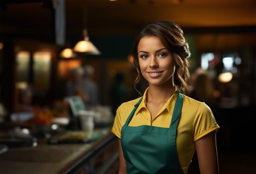 AI generated a smiling young and attractive saleswoman photo