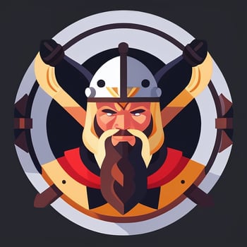 AI generated Viking Gamer Logo Avatar Clip Art Icon Sticker Decoration Simple Background photo