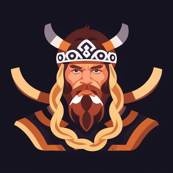 AI generated Viking Gamer Logo Avatar Clip Art Icon Sticker Decoration Simple Background photo