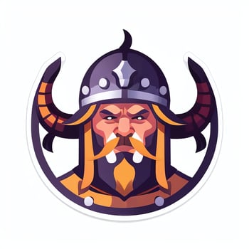 AI generated Viking Gamer Logo Avatar Clip Art Icon Sticker Decoration Simple Background photo