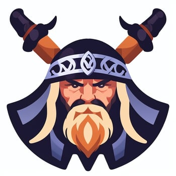 AI generated Viking Gamer Logo Avatar Clip Art Icon Sticker Decoration Simple Background photo