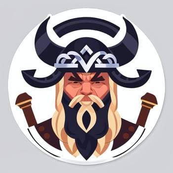 AI generated Viking Gamer Logo Avatar Clip Art Icon Sticker Decoration Simple Background photo