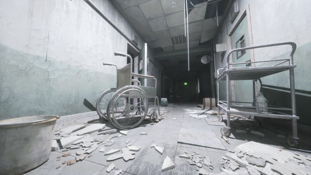 Interior of hospital in Pripyat abandoned city in Chernobyl photo