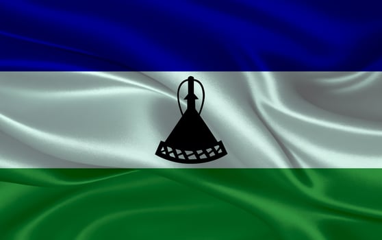 3d waving realistic silk national flag of Lesotho. Happy national day Lesotho flag background. close up photo