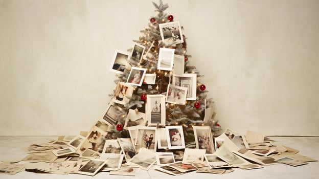 AI generated Christmas collage, arrangement of old vintage photos