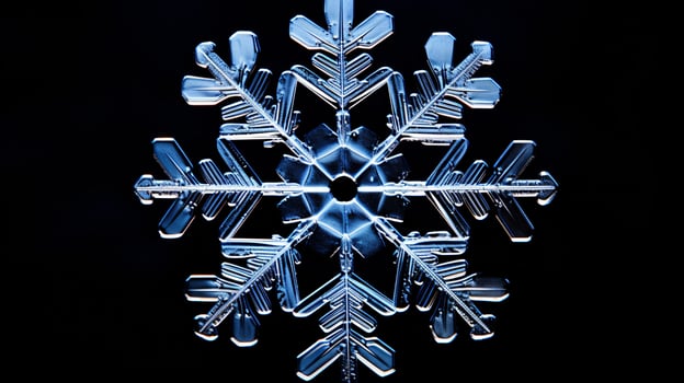 AI generated Macro shot of christalin structure of a snowflake photo