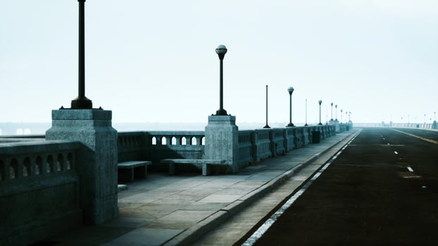 Peaceful empty road on the bridge photo
