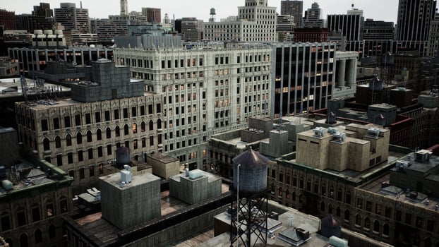 Spectacular aerial panorama of the city photo