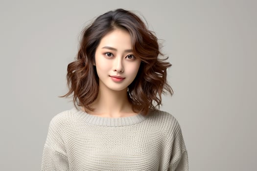 AI generated Young Korean girl model. Beautiful young asian woman with perfect skin, wearing catsuit during body pose. Sexy and slim body, fashion woman model. Generative AI photo