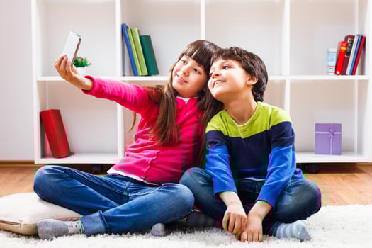Children taking selfie photo