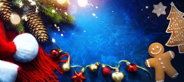 Art Merry Christmas and Happy New Year greeting card or banner background photo