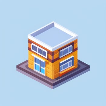 AI generated Isometric Building House Commercial Clip Art Icon Sticker Decoration Simple Background photo