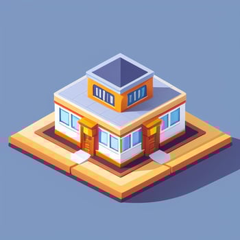 AI generated Isometric Building House Commercial Clip Art Icon Sticker Decoration Simple Background photo