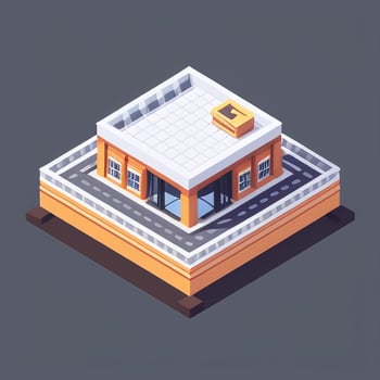 AI generated Isometric Building House Commercial Clip Art Icon Sticker Decoration Simple Background photo