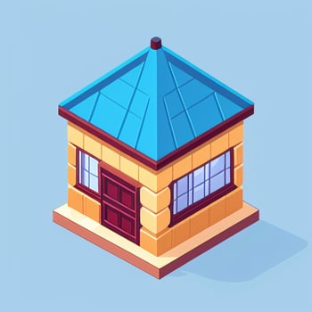 AI generated Isometric Building House Commercial Clip Art Icon Sticker Decoration Simple Background photo