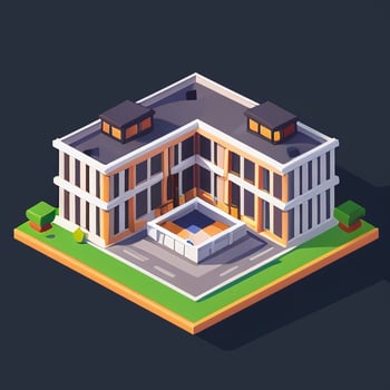 AI generated Isometric Building House Commercial Clip Art Icon Sticker Decoration Simple Background photo
