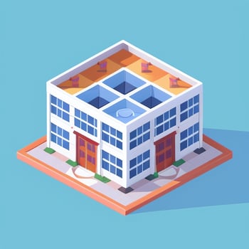 AI generated Isometric Building House Commercial Clip Art Icon Sticker Decoration Simple Background photo