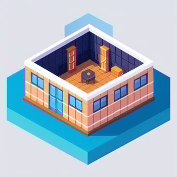 AI generated Isometric Building House Commercial Clip Art Icon Sticker Decoration Simple Background photo