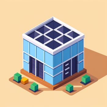 AI generated Isometric Building House Commercial Clip Art Icon Sticker Decoration Simple Background photo