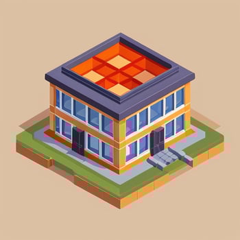 AI generated Isometric Building House Commercial Clip Art Icon Sticker Decoration Simple Background photo