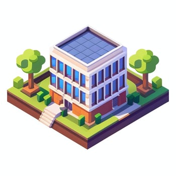 AI generated Isometric Building House Commercial Clip Art Icon Sticker Decoration Simple Background photo