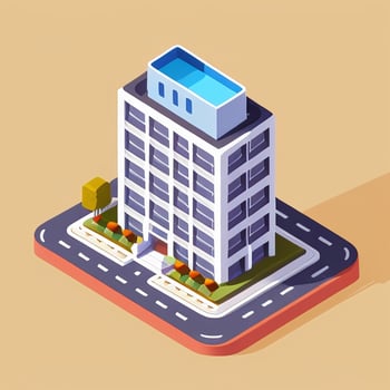 AI generated Isometric Building House Commercial Clip Art Icon Sticker Decoration Simple Background photo