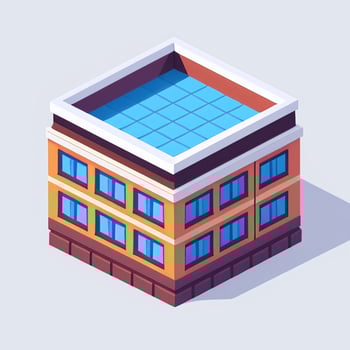 AI generated Isometric Building House Commercial Clip Art Icon Sticker Decoration Simple Background photo