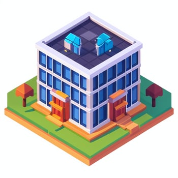 AI generated Isometric Building House Commercial Clip Art Icon Sticker Decoration Simple Background photo