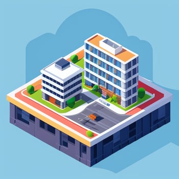 AI generated Isometric Building House Commercial Clip Art Icon Sticker Decoration Simple Background photo
