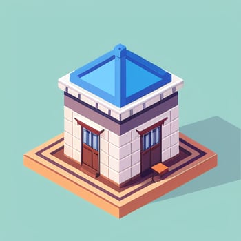 AI generated Isometric Building House Commercial Clip Art Icon Sticker Decoration Simple Background photo