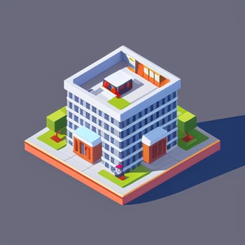 AI generated Isometric Building House Commercial Clip Art Icon Sticker Decoration Simple Background photo