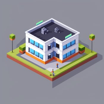 AI generated Isometric Building House Commercial Clip Art Icon Sticker Decoration Simple Background photo