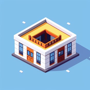 AI generated Isometric Building House Commercial Clip Art Icon Sticker Decoration Simple Background photo