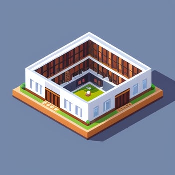 AI generated Isometric Building House Commercial Clip Art Icon Sticker Decoration Simple Background photo