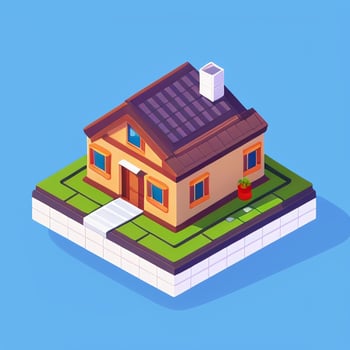 AI generated Isometric Building House Commercial Clip Art Icon Sticker Decoration Simple Background photo