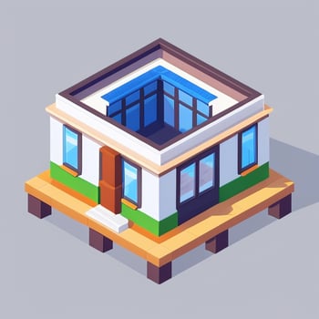 AI generated Isometric Building House Commercial Clip Art Icon Sticker Decoration Simple Background photo
