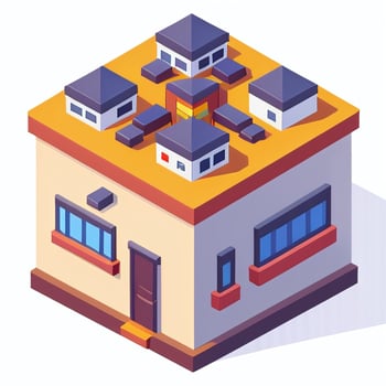 AI generated Isometric Building House Commercial Clip Art Icon Sticker Decoration Simple Background photo