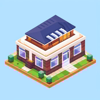 AI generated Isometric Building House Commercial Clip Art Icon Sticker Decoration Simple Background photo