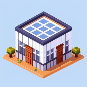 AI generated Isometric Building House Commercial Clip Art Icon Sticker Decoration Simple Background photo