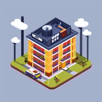 AI generated Isometric Building House Commercial Clip Art Icon Sticker Decoration Simple Background photo